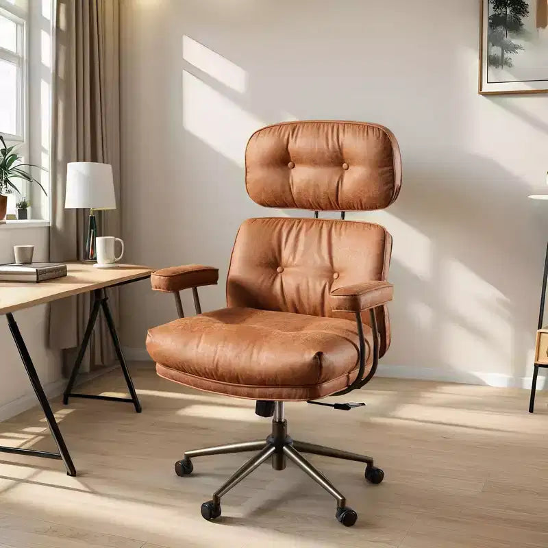 Sedia direzionale ad alto schienale con funzione reclinabile, sedia da ufficio ergonomica con comodo supporto lombare e per il collo