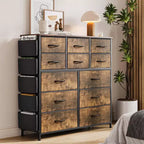 Cassettiera per Camera da Letto con 12 Cassetti, Comò e Cassettiere per Corridoio, Ingresso, Unità Organizer per la Conservazione con Tessuto, Robusto Telaio in Metallo