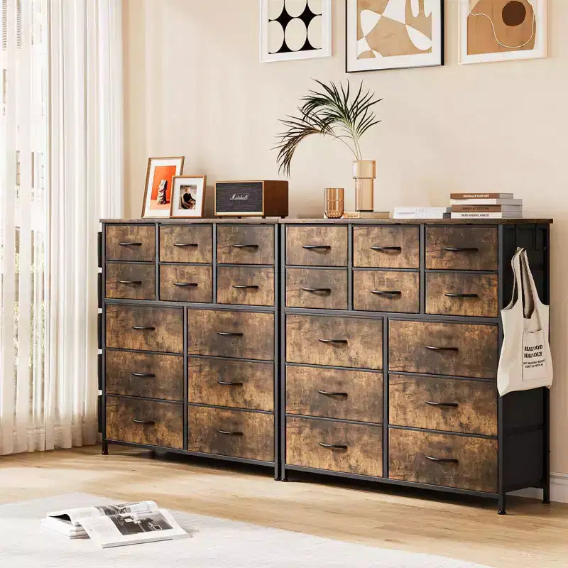 Cassettiera per Camera da Letto con 12 Cassetti, Comò e Cassettiere per Corridoio, Ingresso, Unità Organizer per la Conservazione con Tessuto, Robusto Telaio in Metallo