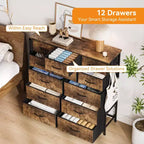 Cassettiera per Camera da Letto con 12 Cassetti, Comò e Cassettiere per Corridoio, Ingresso, Unità Organizer per la Conservazione con Tessuto, Robusto Telaio in Metallo