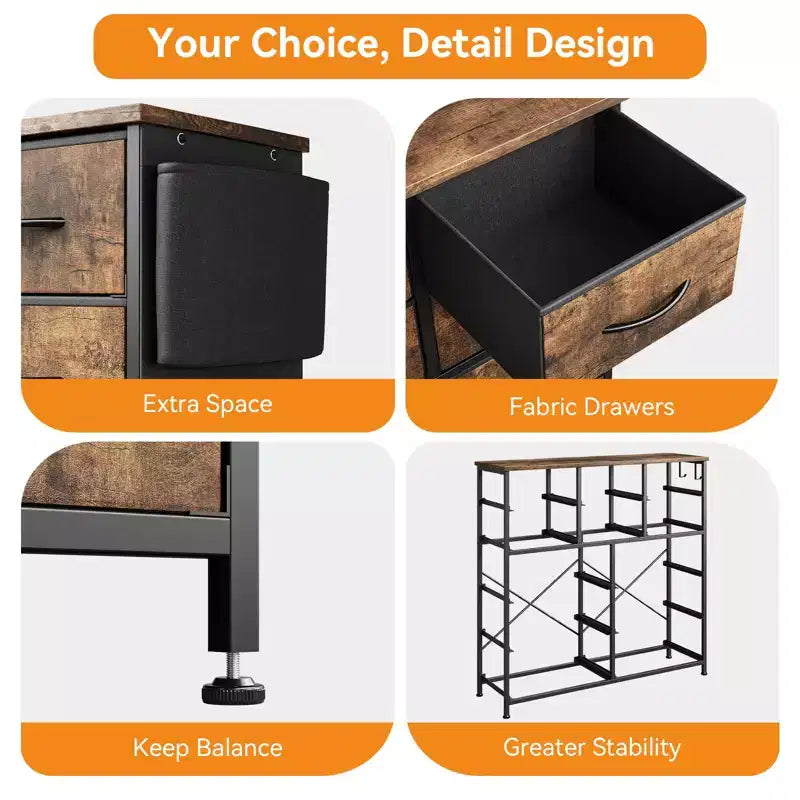 Cassettiera per Camera da Letto con 12 Cassetti, Comò e Cassettiere per Corridoio, Ingresso, Unità Organizer per la Conservazione con Tessuto, Robusto Telaio in Metallo