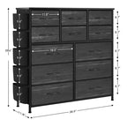 Cassettiera per Camera da Letto con 12 Cassetti, Comò e Cassettiere per Corridoio, Ingresso, Unità Organizer per la Conservazione con Tessuto, Robusto Telaio in Metallo