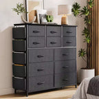 Cassettiera per Camera da Letto con 12 Cassetti, Comò e Cassettiere per Corridoio, Ingresso, Unità Organizer per la Conservazione con Tessuto, Robusto Telaio in Metallo