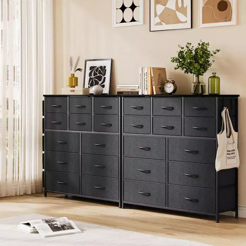Cassettiera per Camera da Letto con 12 Cassetti, Comò e Cassettiere per Corridoio, Ingresso, Unità Organizer per la Conservazione con Tessuto, Robusto Telaio in Metallo