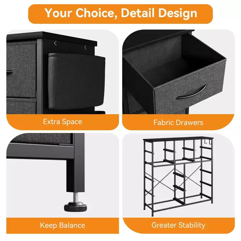 Cassettiera per Camera da Letto con 12 Cassetti, Comò e Cassettiere per Corridoio, Ingresso, Unità Organizer per la Conservazione con Tessuto, Robusto Telaio in Metallo
