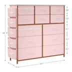 Cassettiera per Camera da Letto con 12 Cassetti, Comò e Cassettiere per Corridoio, Ingresso, Unità Organizer per la Conservazione con Tessuto, Robusto Telaio in Metallo