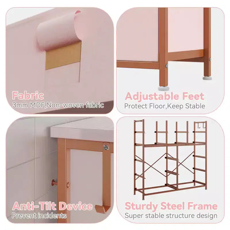 Cassettiera per Camera da Letto con 12 Cassetti, Comò e Cassettiere per Corridoio, Ingresso, Unità Organizer per la Conservazione con Tessuto, Robusto Telaio in Metallo