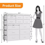 Cassettiera per Camera da Letto con 12 Cassetti, Comò e Cassettiere per Corridoio, Ingresso, Unità Organizer per la Conservazione con Tessuto, Robusto Telaio in Metallo