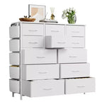 Cassettiera per Camera da Letto con 12 Cassetti, Comò e Cassettiere per Corridoio, Ingresso, Unità Organizer per la Conservazione con Tessuto, Robusto Telaio in Metallo