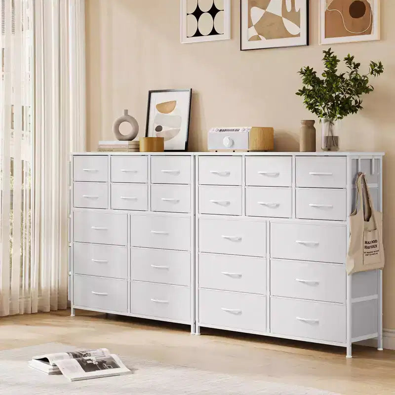 Cassettiera per Camera da Letto con 12 Cassetti, Comò e Cassettiere per Corridoio, Ingresso, Unità Organizer per la Conservazione con Tessuto, Robusto Telaio in Metallo