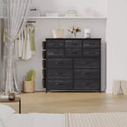 Cassettiera per Camera da Letto con 12 Cassetti, Comò e Cassettiere per Corridoio, Ingresso, Unità Organizer per la Conservazione con Tessuto, Robusto Telaio in Metallo