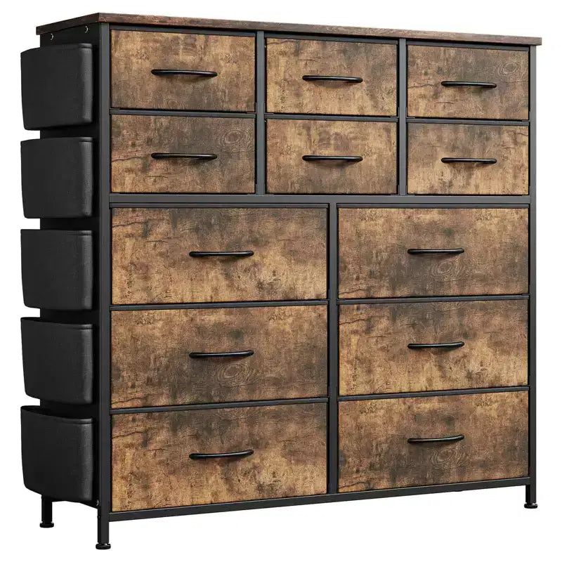 Cassettiera per Camera da Letto con 12 Cassetti, Comò e Cassettiere per Corridoio, Ingresso, Unità Organizer per la Conservazione con Tessuto, Robusto Telaio in Metallo