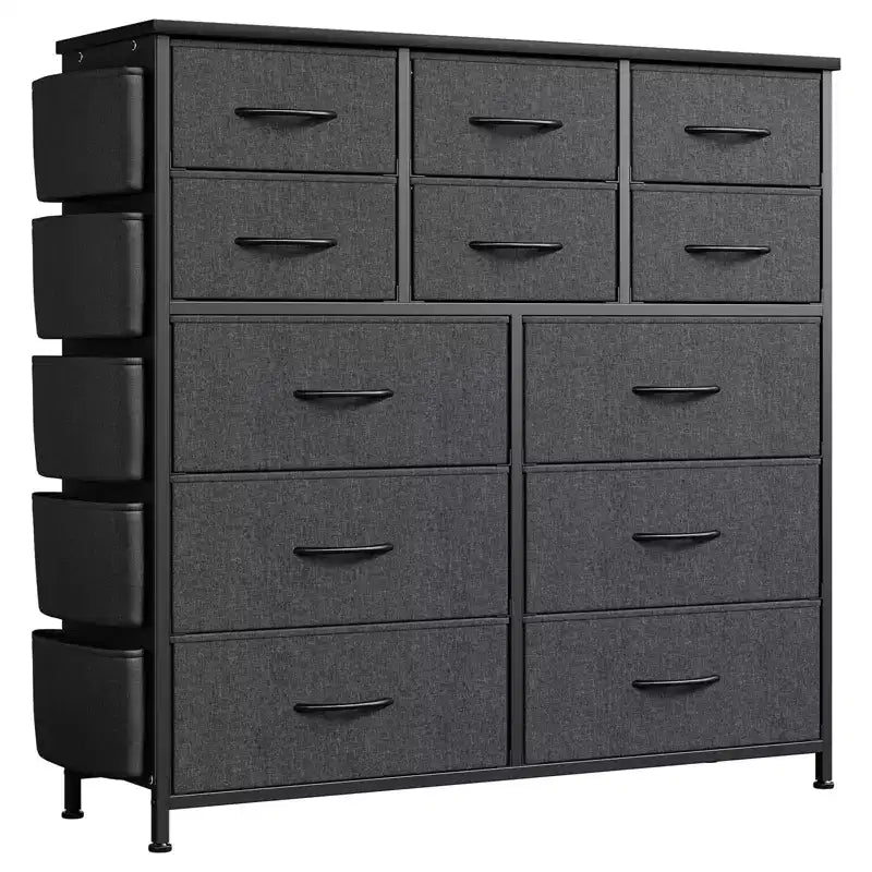 Cassettiera per Camera da Letto con 12 Cassetti, Comò e Cassettiere per Corridoio, Ingresso, Unità Organizer per la Conservazione con Tessuto, Robusto Telaio in Metallo