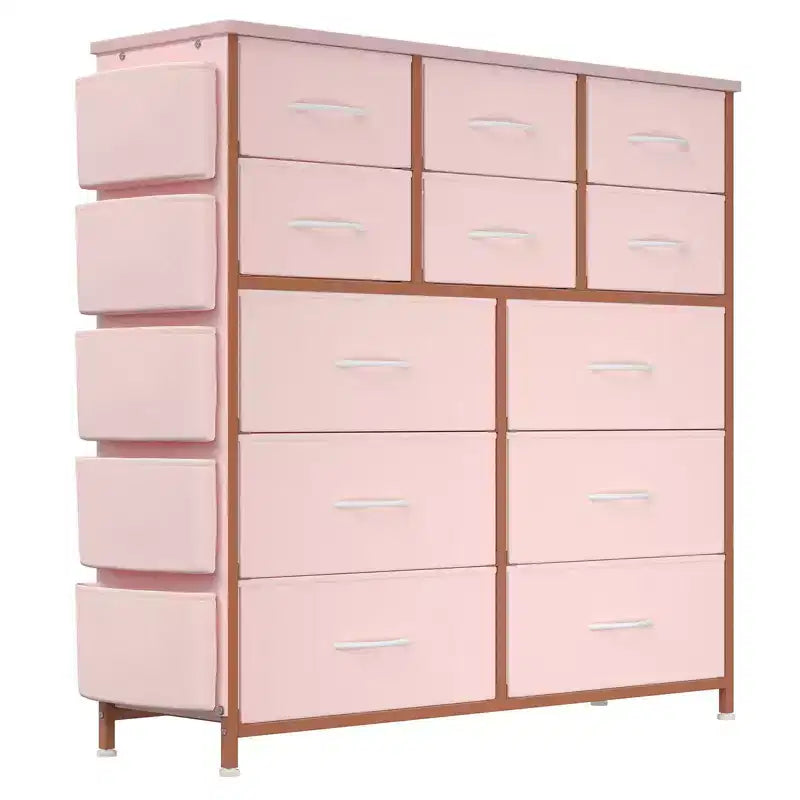 Cassettiera per Camera da Letto con 12 Cassetti, Comò e Cassettiere per Corridoio, Ingresso, Unità Organizer per la Conservazione con Tessuto, Robusto Telaio in Metallo