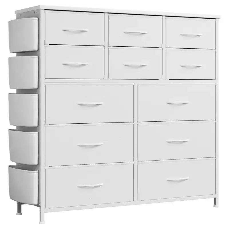 Cassettiera per Camera da Letto con 12 Cassetti, Comò e Cassettiere per Corridoio, Ingresso, Unità Organizer per la Conservazione con Tessuto, Robusto Telaio in Metallo