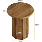 Tavolino Rotondo, Tavolino da Divano con Piedistallo Stile Fattoria, Comodino in Legno Scanalato, Tavolino da Salotto e Camera da Letto (1)