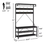 Panca appendiabiti da ingresso industriale 40" con scarpiera, appendiabiti con barra appendiabiti, ganci e ripiano portaoggetti per ingresso e ripostiglio