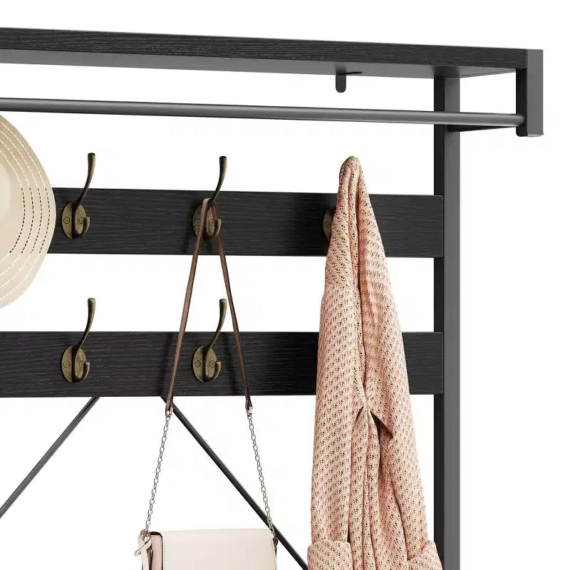 Panca appendiabiti da ingresso industriale 40" con scarpiera, appendiabiti con barra appendiabiti, ganci e ripiano portaoggetti per ingresso e ripostiglio