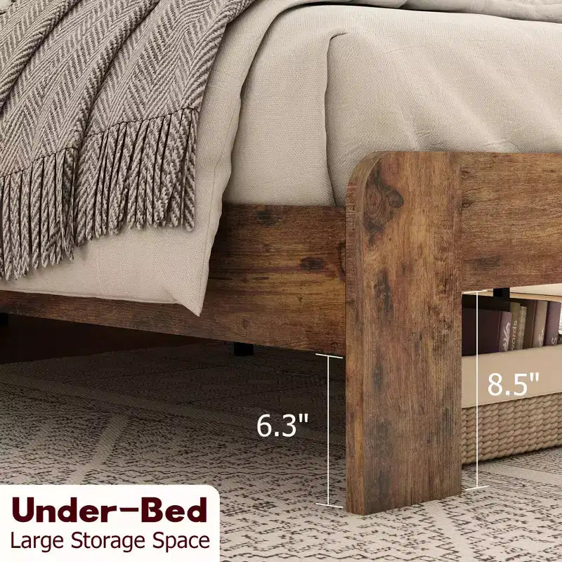 Base letto a piattaforma Full/Queen/King size con testiera a LED e 2 USB, letto a piattaforma in legno con contenitore