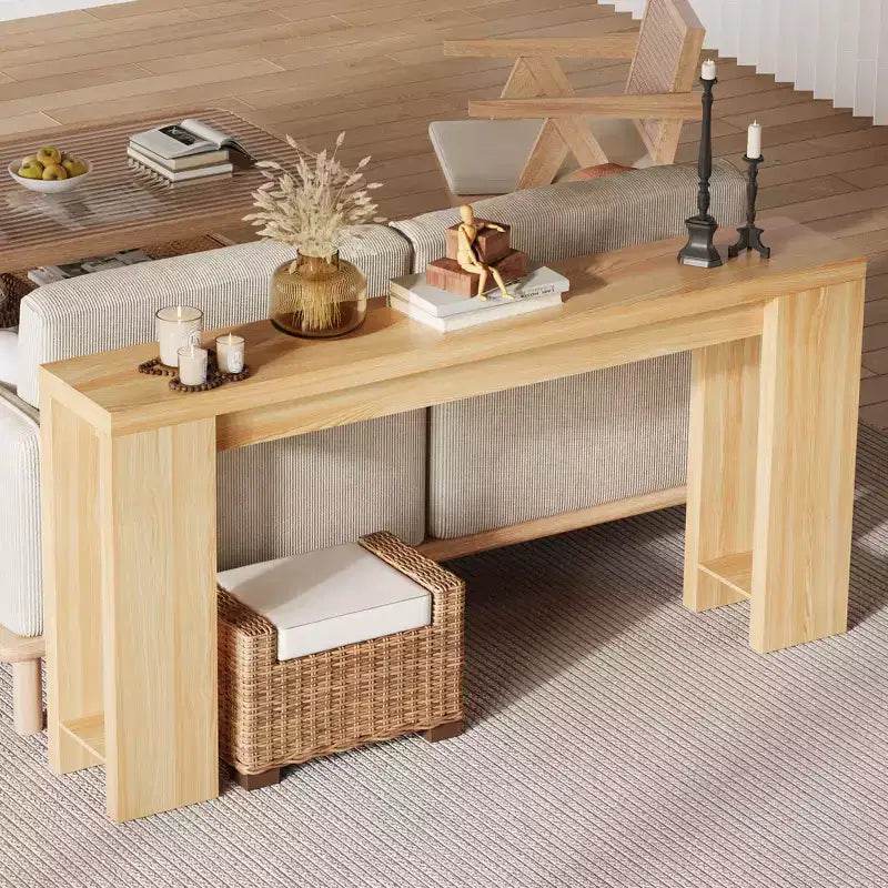 70,9 Tavolino stretto da console per fattoria, Tavolo rustico in legno da divano per ingresso o soggiorno