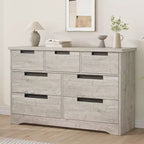 Cassettiera a 7 cassetti, larghezza 118,9 cm, in rovere naturale con maniglie a incasso