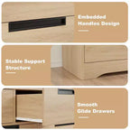 Cassettiera a 7 cassetti, larghezza 118,9 cm, in rovere naturale con maniglie a incasso