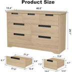 Cassettiera a 7 cassetti, larghezza 118,9 cm, in rovere naturale con maniglie a incasso