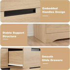 Cassettiera a 7 cassetti, larghezza 118,9 cm, in rovere naturale con maniglie a incasso