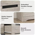 Cassettiera a 7 cassetti, larghezza 118,9 cm, in rovere naturale con maniglie a incasso