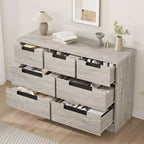 Cassettiera a 7 cassetti, larghezza 118,9 cm, in rovere naturale con maniglie a incasso