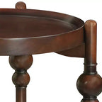 Tavolino Rotondo Classico in Legno Massello con Ripiano Inferiore