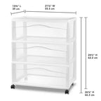 Carrello contenitore ampio a 3 cassetti, organizer mobile in plastica, struttura bianca