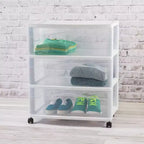 Carrello contenitore ampio a 3 cassetti, organizer mobile in plastica, struttura bianca