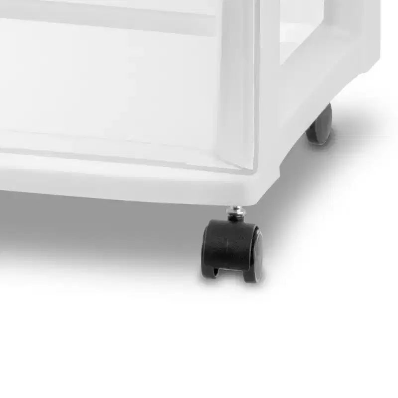 Carrello contenitore ampio a 3 cassetti, organizer mobile in plastica, struttura bianca
