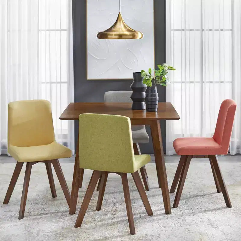 Tavolo da Pranzo Quadrato Mid-Century Modern Noce: Stile Mid-Century Modern, Gambe in Legno di Gomma, Piano in MDF