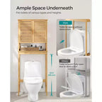 Armadietto salvaspazio sopra il WC, mobiletto con ripiano interno regolabile e barra stabilizzatrice inferiore, scaffale per WC, beige naturale